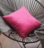 Pink Solid Cotton Self Design Cushion Cover