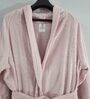 Pink Solid Cotton Unisex Bath Robe (L)