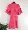 Pink Solid Cotton Unisex Bath Robe (XL)