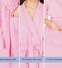 Pink Solid Cotton Women Bath Robe With Belt (M)