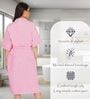 Pink Solid Cotton Women Bath Robe With Belt (XL)