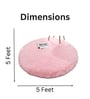 Pink Solid Polyester 5x5 Feet Machine Made Shaggy Round Carpet