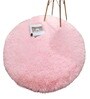 Pink Solid Polyester 5x5 Feet Machine Made Shaggy Round Carpet