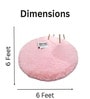 Pink Solid Polyester 6X6 Feet Machine Made Shaggy Round Carpet