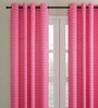 Pink Striped Faux Silk 7 Ft Light Filtering Eyelet Door Curtain