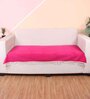 Pink Solid Velvet 1 Seater Quilted Sofa Cover (Protector) with Tassel