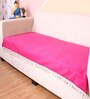 Pink Solid Velvet 1 Seater Quilted Sofa Cover (Protector) with Tassel