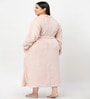Pink Solid Woolen Women Bath Robe With Belt (3XL)