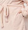Pink Solid Woolen Women Bath Robe With Belt (3XL)