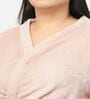 Pink Solid Woolen Women Bath Robe With Belt (3XL)
