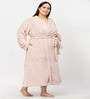 Pink Solid Woolen Women Bath Robe With Belt (3XL)