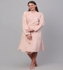 Pink Solid Woolen Women Bath Robe With Belt (M)