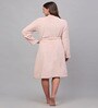 Pink Solid Woolen Women Bath Robe With Belt (S)