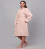 Pink Solid Woolen Women Bath Robe With Belt (S)
