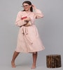 Pink Solid Woolen Women Bath Robe With Belt (XL)