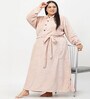 Pink Solid Woolen Women Bath Robe With Belt (XXL)