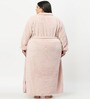 Pink Solid Woolen Women Bath Robe With Belt (XXL)
