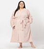 Pink Solid Woolen Women Bath Robe With Belt (XXL)
