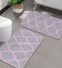 Pink Abstract Microfibre 26x18 Inches AntiSkid Bath Mats (Set of 2)