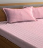 Pink Stripes 300 TC Cotton Blend Double King Sized Bedsheet With 2 Pillow Covers