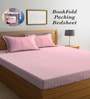 Pink Stripes 300 TC Cotton Blend Double King Sized Bedsheet With 2 Pillow Covers