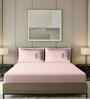 Pink Striped Bedsheet With Solid, Embroidery Pillows 800 TC Cotton King Double Bedsheet With 2 Pillow Covers