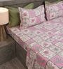 Pink Stylized Floral Motifs 210 TC 100% Cotton Superking Bedsheet with 2 Pillow Covers