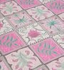 Pink Stylized Floral Motifs 210 TC 100% Cotton Superking Bedsheet with 2 Pillow Covers