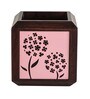 Pink Teak Wood Qubo Series Foggy Cluster Handmade Wooden Deskpot Desk Pot
