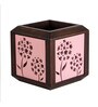 Pink Teak Wood Qubo Series Foggy Cluster Handmade Wooden Deskpot Desk Pot