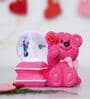Teddy Bear & Couple Snow Globe Pink Glass Showpice With Light