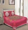 Pink Traditional 120 TC 100% Cotton Queen Bedsheet With 2 Pillow Covers