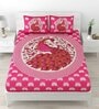 Pink Traditional 120 TC Cotton Queen Sized Bedsheet with 2 Pillow Cover