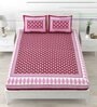 Pink Abstract 120 TC Cotton Queen Sized Bedsheet with 2 Pillow Cover