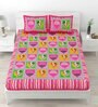 Pink Abstract 120 TC Cotton Queen Sized Bedsheet with 2 Pillow Cover