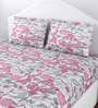Pink Floral 140 TC Cotton King Sized Bed Sheets with 2 Pillow Covers