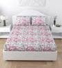 Pink Floral 140 TC Cotton King Sized Bed Sheets with 2 Pillow Covers