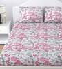 Pink Floral 140 TC Cotton King Sized Bed Sheets with 2 Pillow Covers