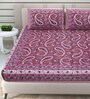 Pink Traditional 144 TC Cotton Double Queen Bedsheet With 2 Pillow Covers