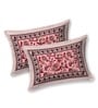 Pink Traditional 144 TC Cotton Double Queen Bedsheet With 2 Pillow Covers