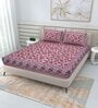 Pink Traditional 144 TC Cotton Double Queen Bedsheet With 2 Pillow Covers