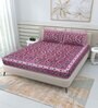 Pink Traditional 144 TC Cotton Double Queen Bedsheet With 2 Pillow Covers