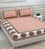 Pink Traditional 220 TC Cotton  Double Queen Bedsheet with 2 Pillow Covers