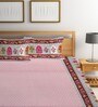 Pink Traditional 300 TC Cotton King Sized Bed Sheets with 2 Pillow Covers