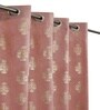 Pink Velvet Floral 5 Foot Ring Top Window Curtains Set Of 2