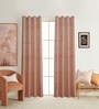 Pink Velvet Floral 7 Foot Ring Top Door Curtain