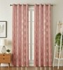 Pink Velvet Floral 7 Foot Ring Top Door Curtains Set Of 2