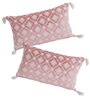 Pink Velvet Textured 12x20 inches Cushion Covers (Pack of 2)
