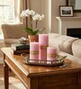 Pink Wax Pillar Candles Set Of 3