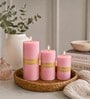 Pink Wax Pillar Candles Set Of 3